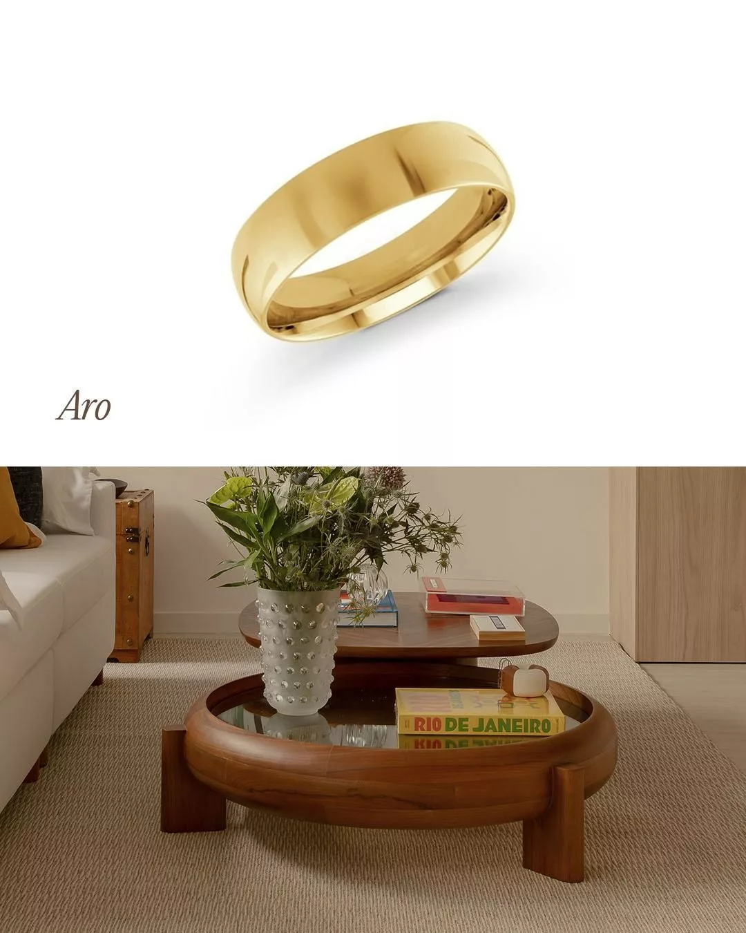 Mesa de centro Aro teve entre suas inspirações os braceletes antigos.